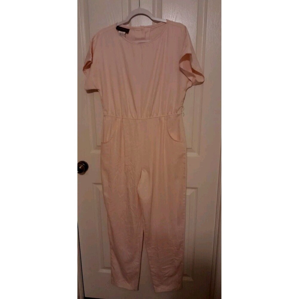 Vint JT 80s Womens Pink Jumpsuit  Elastic Waist Pockets No Belt.Size 10.B45